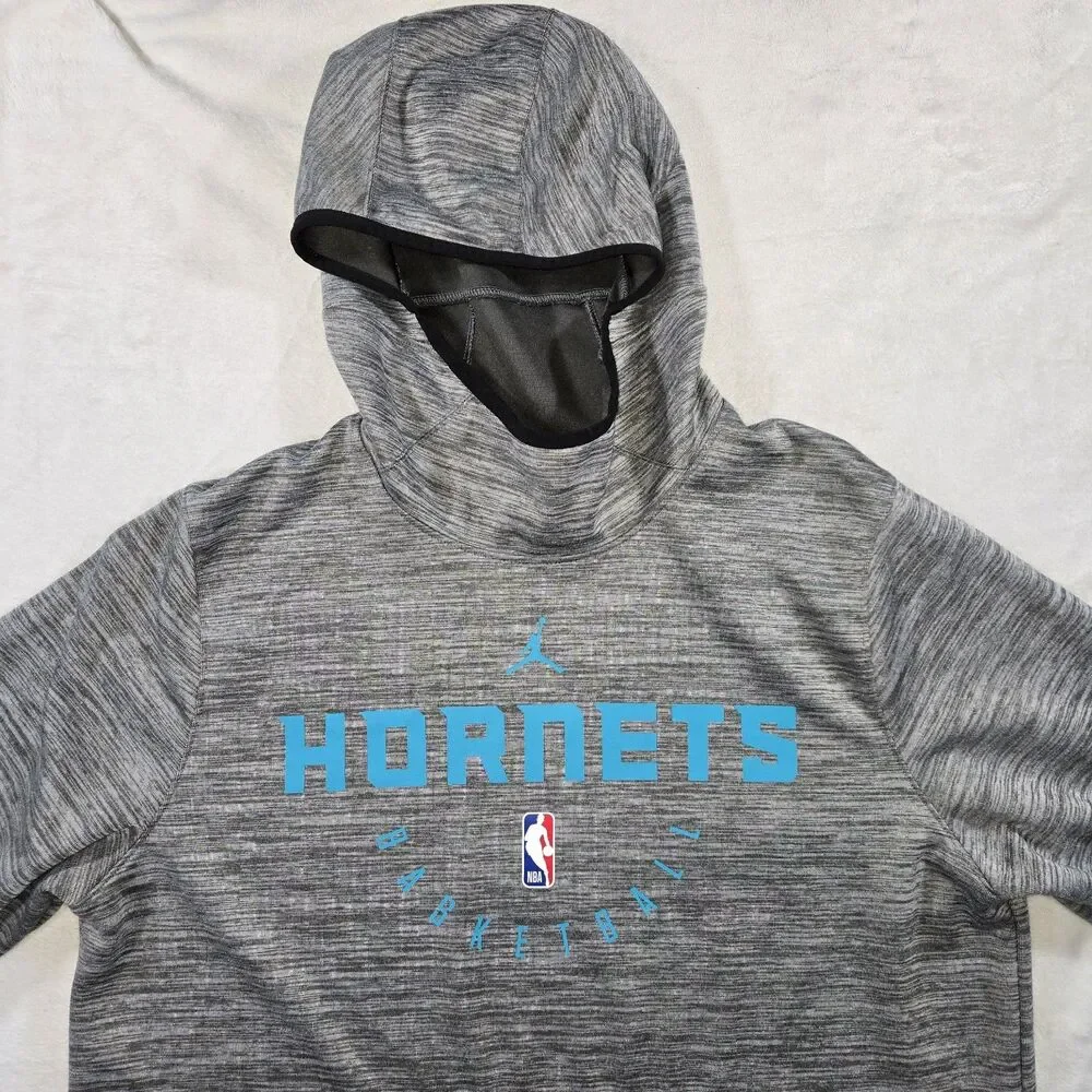 Mens Air Jordan NBA Charlotte Hornets Pullover Hoodie Large Gray